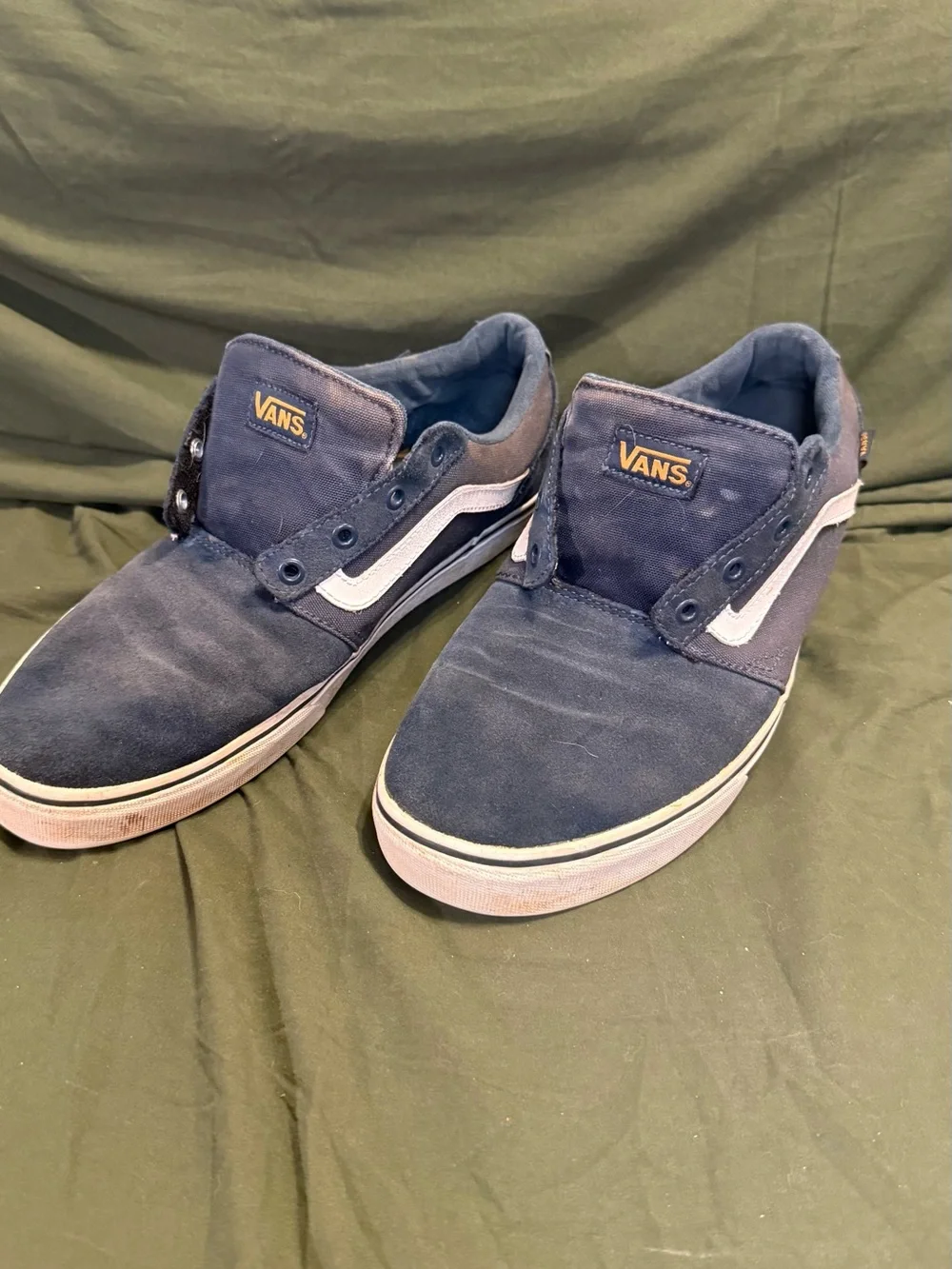 Vans Navy and White Low-Top Skate Sneakers
